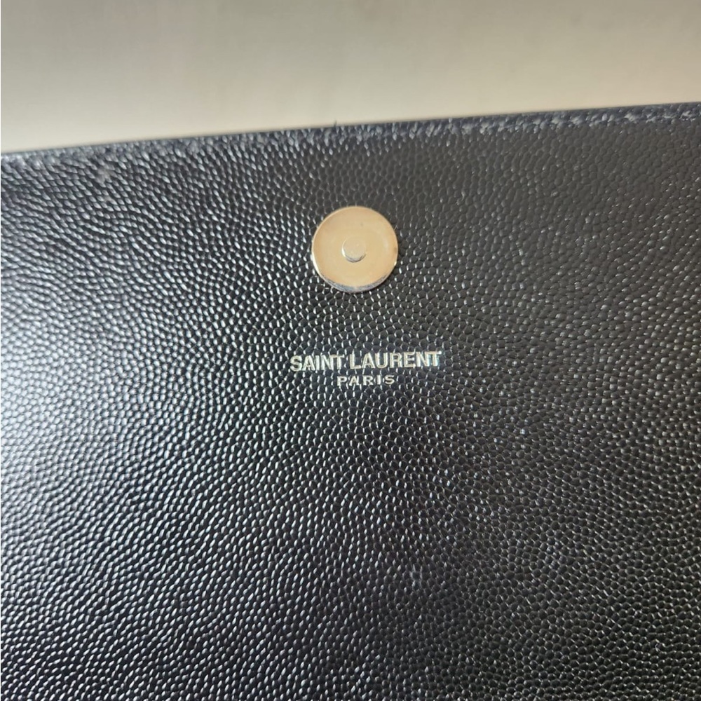 YSL Saint Lauren Silver Studded Black Leather Clutch - Picture 14 of 15